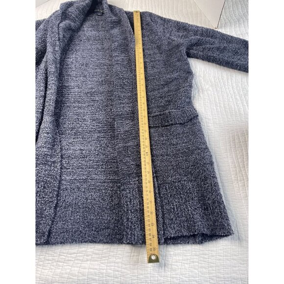 Barefoot Dreams CozyChic SZ L Open Front Knit Cardigan Sweater Pockets Blue Gray - Picture 3 of 11